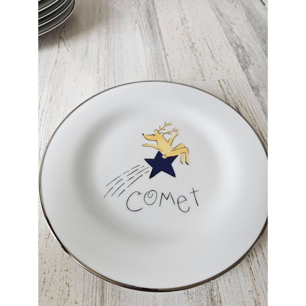 Pottery‎ Barn comet star reindeer salad plate 8.5"
